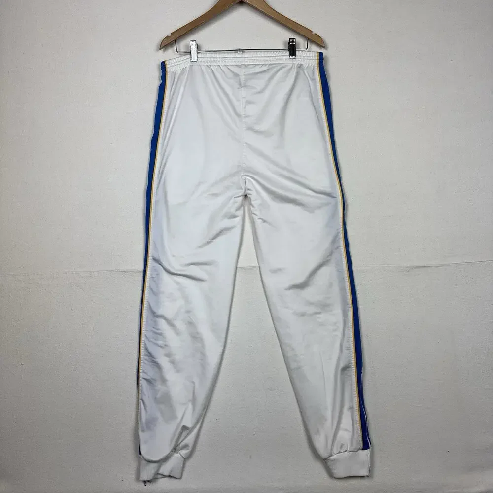 Vintage 80’s Puma Track‎ Pants Embroidered Logo White Blue Yellow
